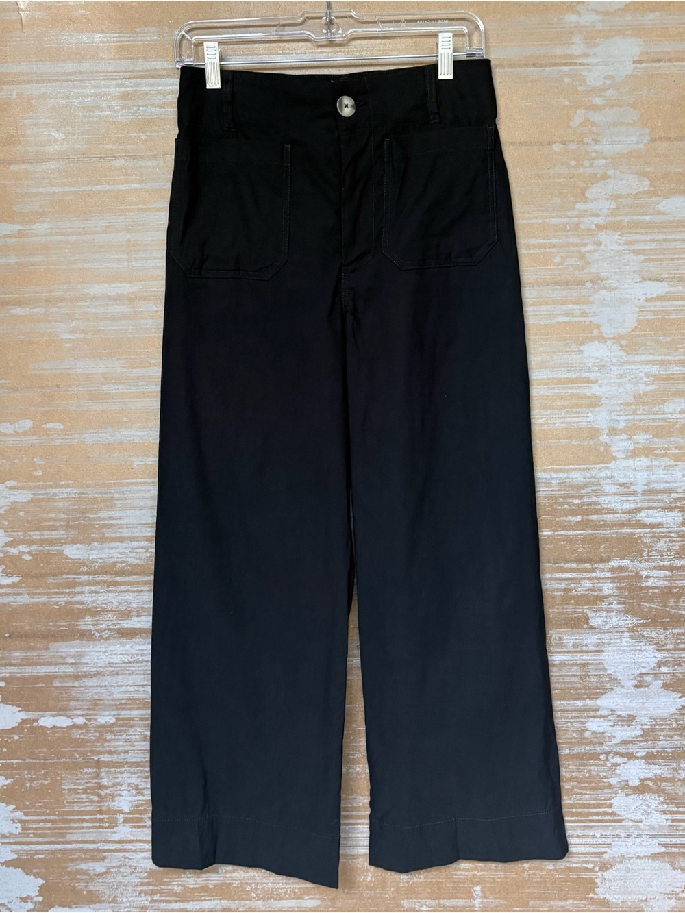 Anthropologie Maeve Colette High Rise Wide Leg Pant Magic Fabric Black Womens 28 - Picture 2 of 6